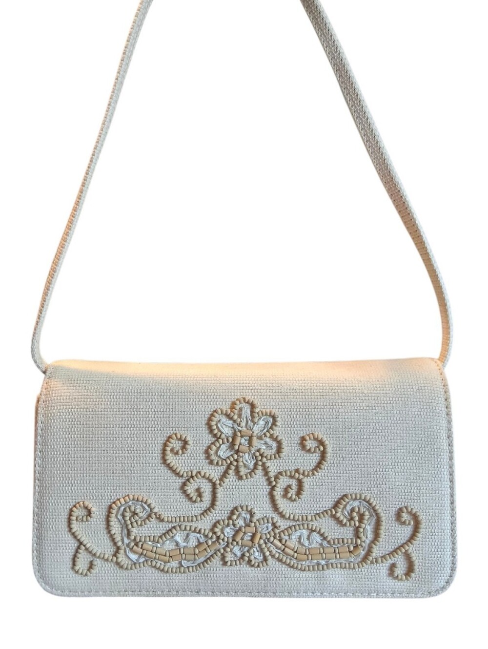 Vintage Forever by Fossil Cream Beaded Cottagecore Shoulder Bag - Y2K Boho Chic